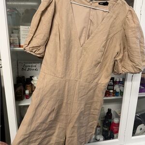 Express Tan Puff Sleeve Dress NWT